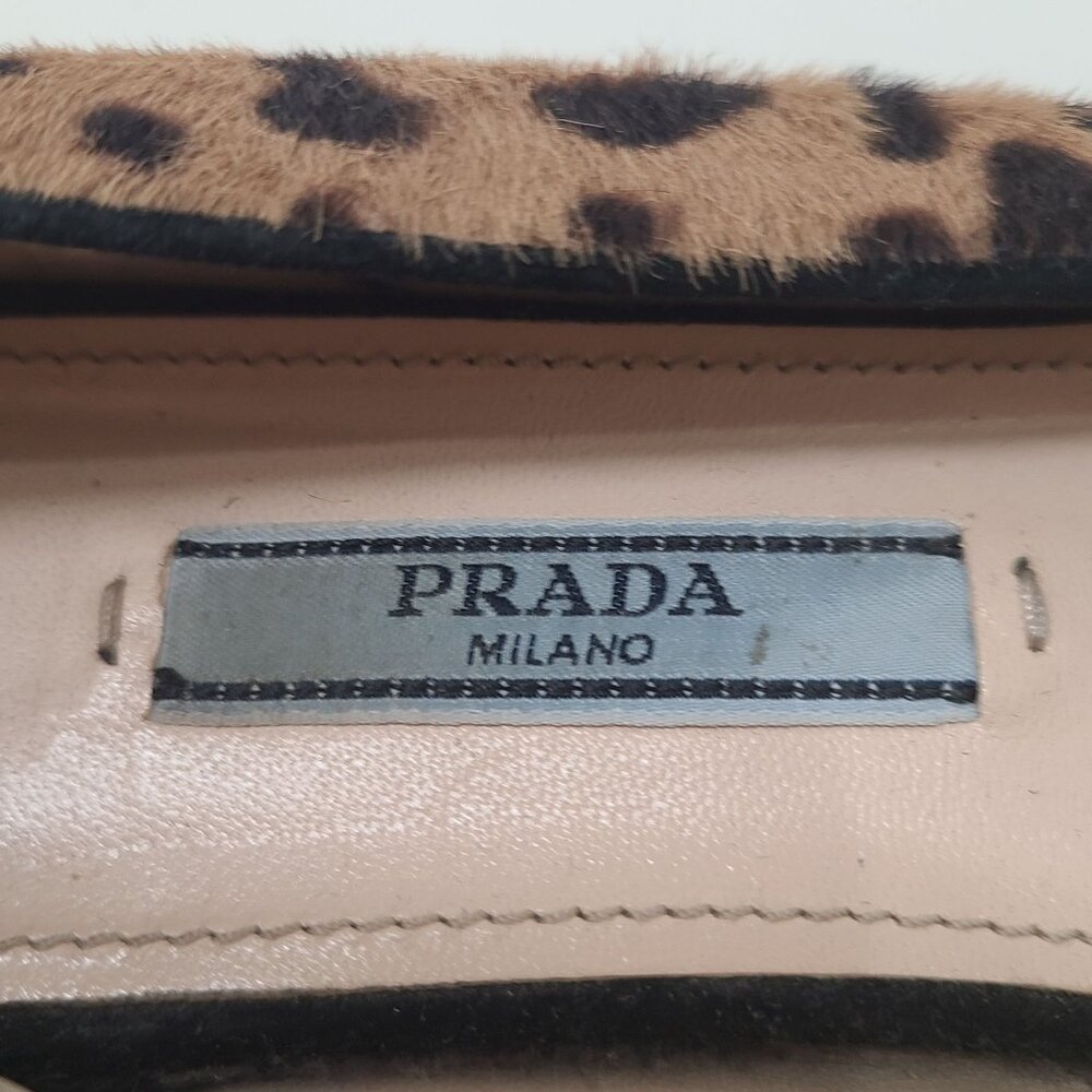 Prada Leopard  Print Calf Hair Slip On Loafters  Size US 5.5 EU 36 Slip-On Flat - Picture 8 of 8